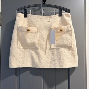 Reformation Aurelia Skirt - White Tweed Mini Skirt Size 6 NWT
